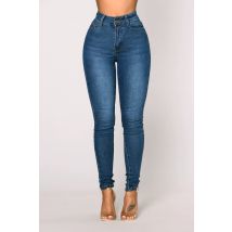 Pantalon en jean taille haute élastique pour femme