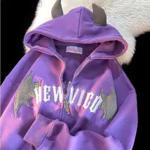 Sweats à capuche pour hommes I mp Sweatshirts Hip Hop Dark Bat Wing Devil Horn Gothic Zip Up Hoodie Jacket Hommes Femmes Sweatshirt surdimensionné