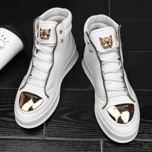 Baskets montantes de loisirs pour hommes, chaussures de Skateboard à plateforme léopard, chaussures d'entraînement de Sport, bottines