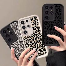 Retro Trendy Black Leopard Print Case For Samsung Galaxy S25 S24 S22 S23 Plus Ultra 5G S21 S20 S24 FE S25Ultra Shockproof Cover