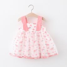 Robe à bretelles arc-en-ciel en gaze de coton, tenue de dessin animé pour petites filles, vêtements de fête d'anniversaire