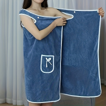 Peignoir portable épais 1 pièce, serviette de bain en coton et polyester, serviette de salle de bain enveloppée à forte capacité d'absorption, grande taille 31,5*53,2 pouces