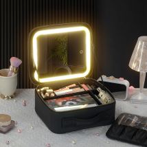 Trousse de maquillage professionnelle à LED - Grande trousse de maquillage avec miroir et lumières, organiseur de cosmétiques portable pour artistes