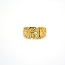 Statement Rings 316 stainless steel gold plated Ankh polished striped ring