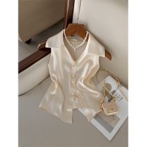 Vêtements pour femmes haut de gamme chic chemisier design sens mature niche unique beau champagne mousseline haut