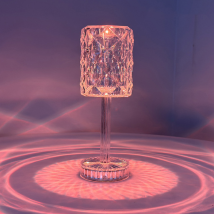 Colorful Decorative Crystal Table Lamp Rose Atmosphere Table Lamp Rechargeable Bedroom Sleep Bedside Night Light Fixture