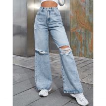 Women's Clothing Trendy Denim Trousers Women's Clothing Hot Sale Casual Fashion Ripped Trousers