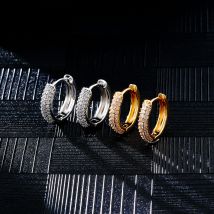 Boucles d'oreilles tendance style hip hop pour hommes et femmes, boucles d'oreilles en forme d'anneau, boucles d'oreilles pour femmes, boucles d'oreilles électroplaquées incrustées de diamants