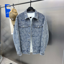 Veste en jean pour homme Veste ample brodée à la mode pour homme Veste à revers