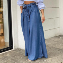 Jupe élégante à lacets taille haute pour femmes, jupe en jean décontractée de grande taille