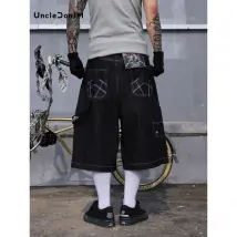 Oversized Jorts Summer Jeans Mens Wide Leg Baggy Y2K Denim Shorts 250118