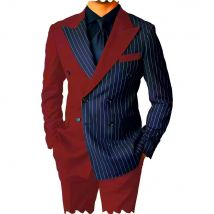Costume deux pièces pour homme, costume bleu marine à rayures assorties