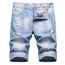 Vetement homme ete short en jean fin homme déchiré pantalon moyen tendance ample droit imprimé pantalon quart homme