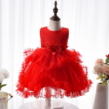 Robe de luxe rouge légère pour petite fille, robe d'anniversaire, robe de présentateur, tutu, modèle pour enfants, robe longue