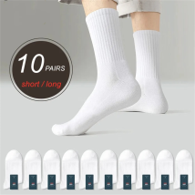 10 Pairs Men Organic Cotton High Quality White Black Business Casual Spring Winter Socks Women Long/Short Tube Sox