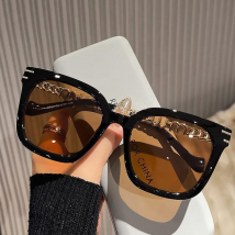 Men's and women's transparent brown black fashion chain sunglasses trend