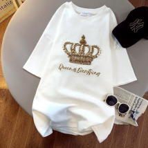Women's Printed Crown Short Sleeve T-Shirt for Women