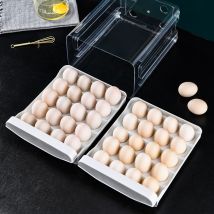 2-Tier Drawer-Style Egg Storage Container - 40-Cell Clear Pet Refrigerator Organizer (Stackable Egg Tray Freshness Protection)​