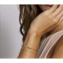 Bracelet trombone double couche plaqué or exquis pour femme, petit bracelet personnalisé, cadeau | Bracelets délicats en or pour femmes