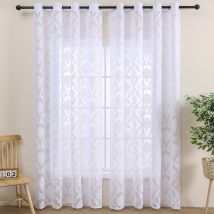 Vintage White Lace Curtains Floral Sheer Drapes For Living Room Bedroom Elegant Light Filtering Room Divider
