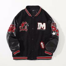 Men's Clothing retro red embroidered baseball jacket for men and women spring and autumn casual loose jacket tops for men