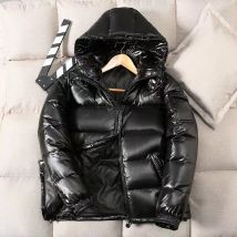 Vêtements pour femmes Veste chaude veste homme style court homme hiver blanc canard Veste chaude veste fendue chapeau brillant mode vêtements d'hiver