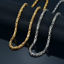 Nouveau collier en acier inoxydable épais doré en acier au titane, chaîne de vague d'eau masculine dominatrice