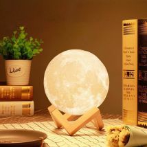 Lumière LED Rechargeable, impression 3D, tactile, lune, lampe de Table de nuit pour enfants, décoration de chambre à coucher, cadeaux d'anniversaire