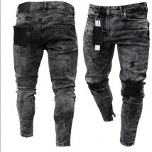 Men's Skinny Jeans Snowflake Casual Zipper Skinny Pants