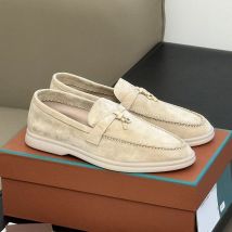 SHLIANG Mocassins en cuir suédé pour femmes, chaussures plates à bout rond, mocassins décontractés, mules confortables, chaussures paresseuses pour femmes SB164