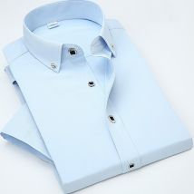Vetement homme chemise manches courtes homme chemise blanche chemise homme bouton diamant chemise couleur unie pour homme