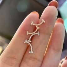 Boucles d'oreilles souriantes de créateur, ensemble en or complet avec diamants, boucles d'oreilles de luxe légères, boucles d'oreilles et ornements pour femmes