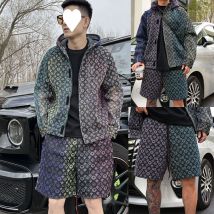 Men's Clothing Factory direct sales new summer men's versatile fashion casual jacket handsome mesh top shorts transparent