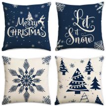 Décoration de vœux de Noël Housse de coussin Étiquette de taie d'oreiller en lin