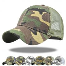 Casquette de baseball camouflage unisexe, casquette en maille camouflage, casquette à bec de canard respirante d'été, casquette à bec de canard en maille, casquette de baseball étudiant, casquette pare-soleil