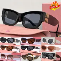 MIU Designer For Women Men Beach Sun Glasses Trendy Classic Square Metal Legs Letter Design Cat Eye Top Quality Eyeglasses