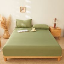 Drap-housse en lin lavé bio - Protège-matelas respirant pour lit simple/double 1 pièce