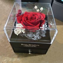 Rose éternelle vraie fleur tiroir collier bague boîte cadeau fête des mères cadeau Saint Valentin fleur séchée boîte à bijoux fleur éternelle