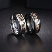 Bague chaîne de personnalité à découpe géométrique pour hommes Bague en acier inoxydable 316 pour hommes