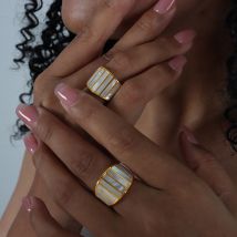 Seashell Textured Ring Titanium Steel Gold Plated Jewelry Beach Wedding Stackable Jewelry For Women