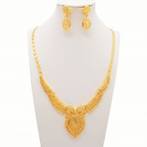 2024 Jewelry Set Bridal Wedding Necklace Earrings Rings Bracelets Indian Popular Women's Accessories