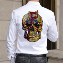 Vetement homme coupe cintrée chemise perceuse décontractée mode col montant chemise homme tendance