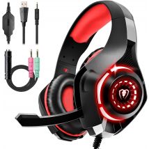 Casque de jeu pour PS4, PS5, Xbox One, Switch, PC, avec micro antibruit et son stéréo aux basses profondes