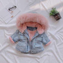 Mother & Kids 2024 New Baby Clothes Children's Padded Jacket For Girls Padded Jacket For Baby Girls With Fleece Denim Jacket For Children