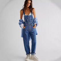 Vêtements pour femmes, salopette en jean décontractée et ample, pantalon pour femmes