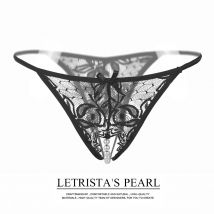 Underwear Sleepwears Sexy Pearl Massage Crotchless Panties For Women Sexy Transparent T Pants Lace Briefs Lingerie