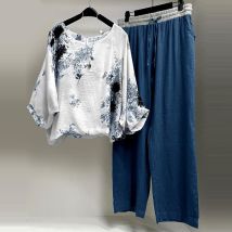 Women's Clothing Fashion Suits Women's Stylish Cotton And Linen Two Piece Suit