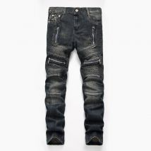 Vêtements pour hommes Jeans moto nostalgiques Pantalons de mode pour hommes originaux et personnalisés