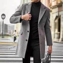 Vêtements pour hommes Manteau en laine mi-long pour hommes Veste de costume en laine d'automne et d'hiver