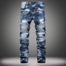 Fourniture de vêtements pour hommes de jeans, nostalgiques, jeans moto, droits, pour hommes, pantalons personnalisés